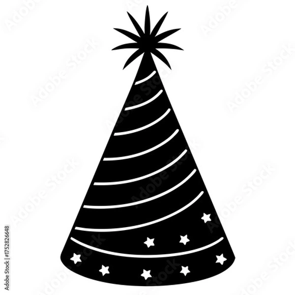 Fototapeta Party Hat Cone Vector | Generative AI & Linocut Silhouette Design