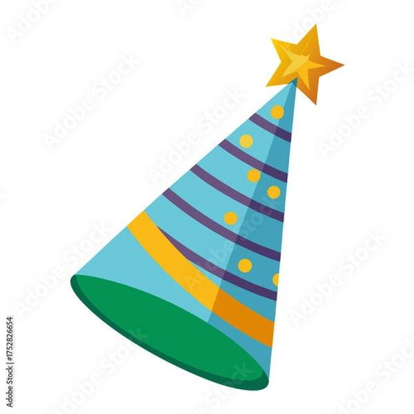 Fototapeta Party Hat Cone Vector | Generative AI & Linocut Silhouette Design