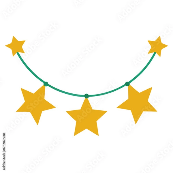 Fototapeta Star Garland Vector | Generative AI Linocut Silhouette Design