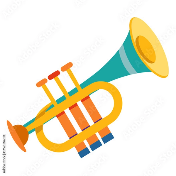 Fototapeta "Trumpet Blower Vector – Generative AI Linocut Silhouette Design"