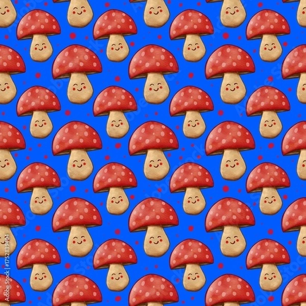 Obraz Cute cartoon mushroom pattern