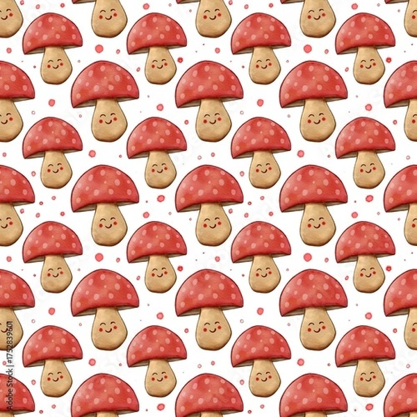 Obraz Cute cartoon mushroom pattern