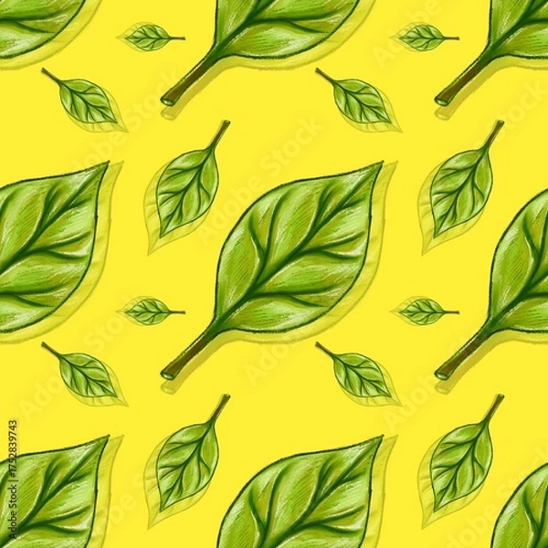 Obraz Cute leaves pattern, hand draw