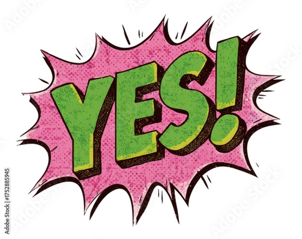 Fototapeta Affirmative! Express approval with this dynamic comic book inspired YES illustration