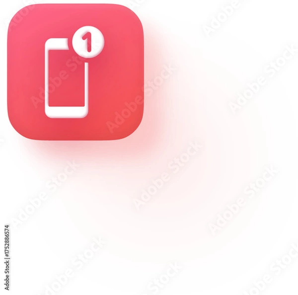 Fototapeta Soft 3D Red Phone Notification Icon