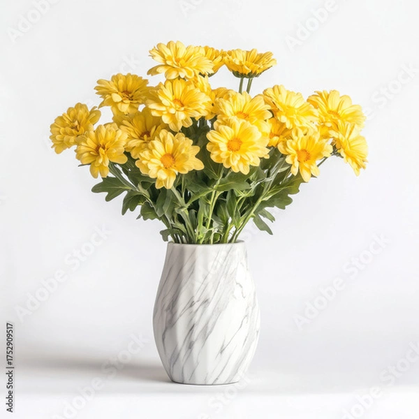 Obraz Vibrant yellow flowers in a marble vase.