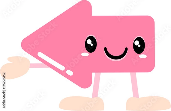 Obraz A cartoon arrow pointing sideways with a cute expression