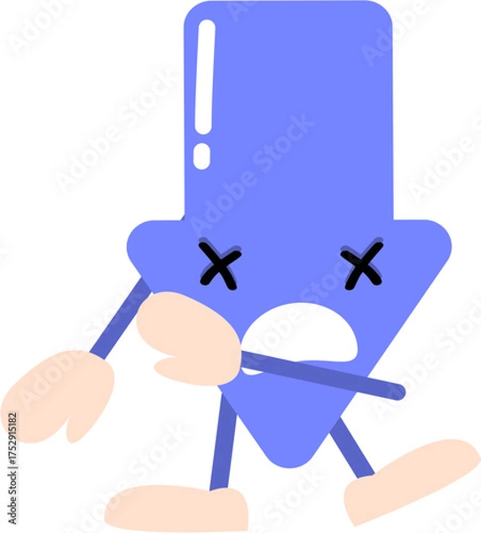 Obraz Downward arrow cartoon with a cute expression