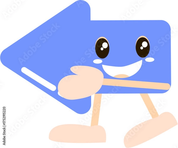 Obraz A cartoon arrow pointing sideways with a cute expression