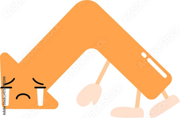 Obraz Downward arrow cartoon with a cute expression