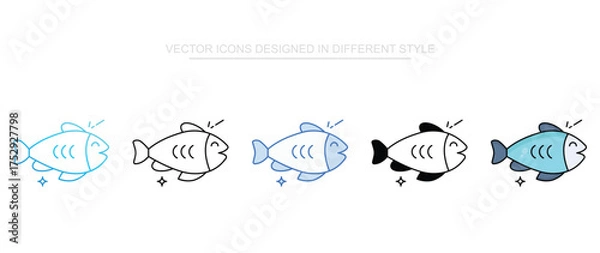 Fototapeta Fish icon set multiple style collection