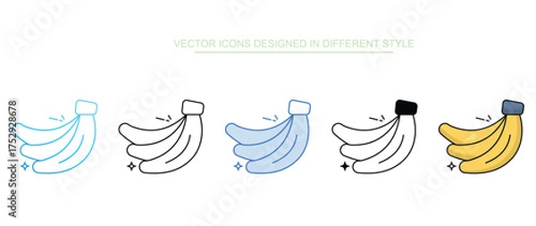 Fototapeta Banana icon set multiple style collection