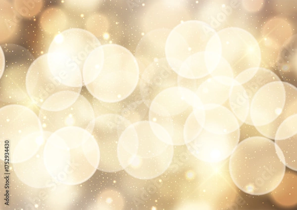 Fototapeta Abstract Christmas background with a gold bokeh lights and stars design