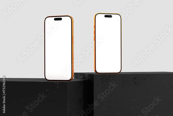 Obraz Blank iPhone 17 Pro Mockup with grey background 