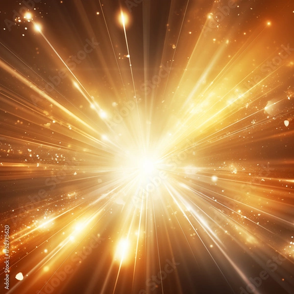 Obraz Bright light explosion background. Abstract golden bursting light ray with motion blur.