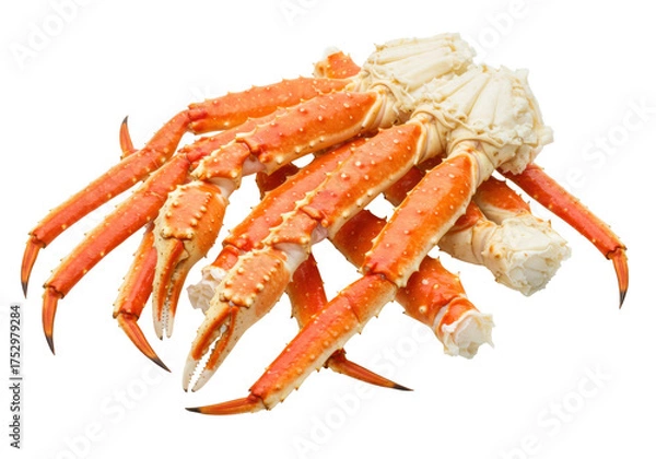 Obraz Isolated snow crab legs on display show orange exterior and white interior, a seafood delicacy