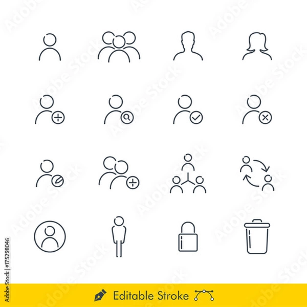 Fototapeta Simple Users Icons / Vectors Set - In Line / Stroke Design with Editable Stroke