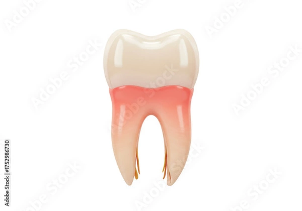 Obraz Isolated single molar with red and inflamed gum, highlighting gum disease issues