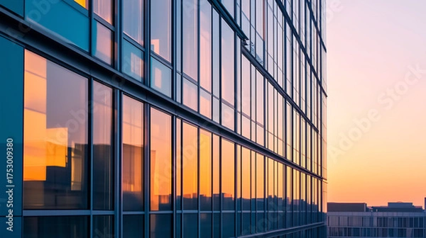 Obraz office building at sunset