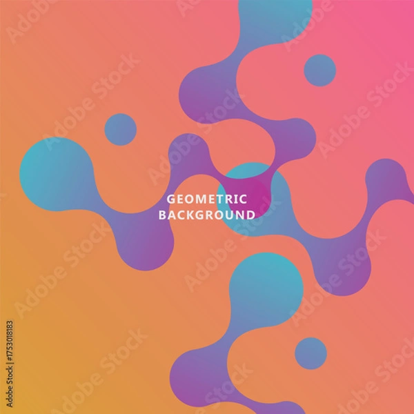 Fototapeta Abstract molecular geometry with fluid shapes. Vector background