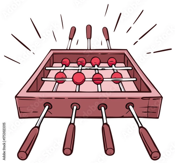 Obraz Vibrant cartoon illustration of a foosball table ready for an exciting game of table soccer fun