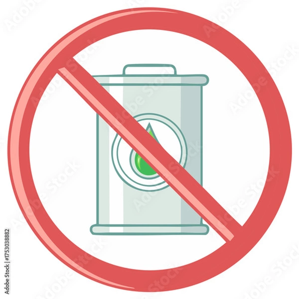 Fototapeta No oil concept with an illustration of a prohibition sign over a barrel with a green drop.