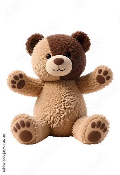 Fototapeta Brown Curly Bear with Transparent Background, 3D Realism Design Element