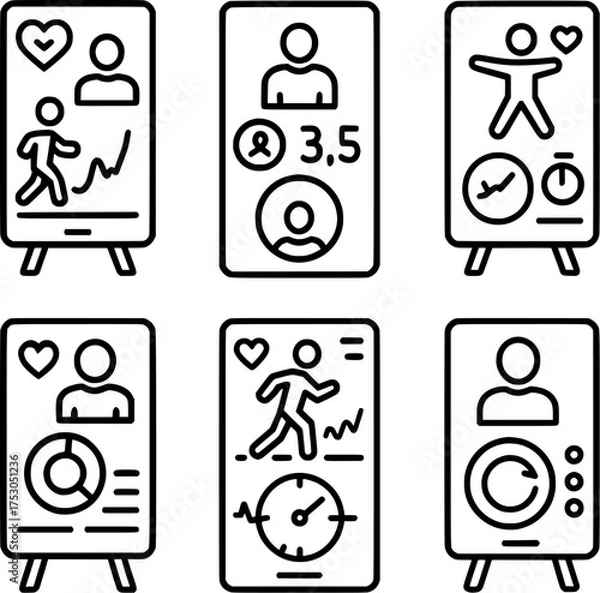 Fototapeta Smart mirror fitness tracking interface icon set