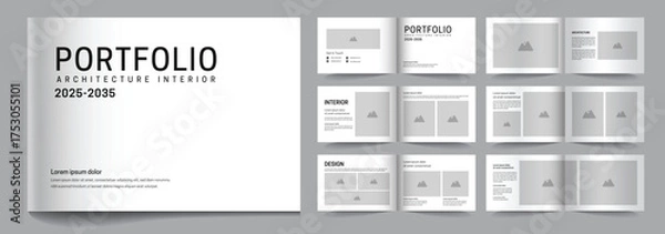 Fototapeta Interior and architecture landscape portfolio template design, catalogue template, interior catalogue,
