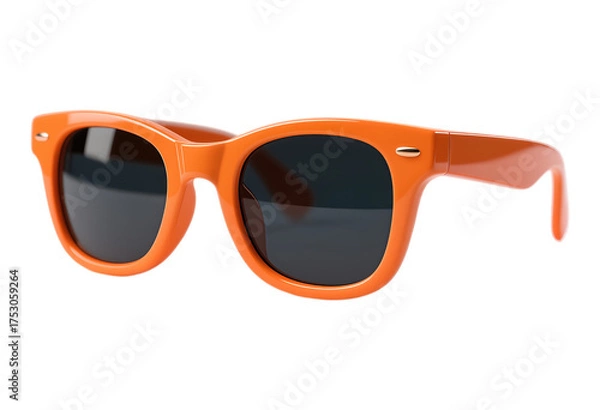 Obraz Orange Retro Sunglasses with Dark Lenses on Transparent Background, 3D Realism Graphic for Digital Media