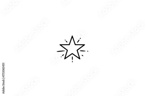 Fototapeta Minimalistic five-point star with artistic sparkle accents symbolizing success, excellence, achievement, celebration, award, quality, and recognition in vector line art style