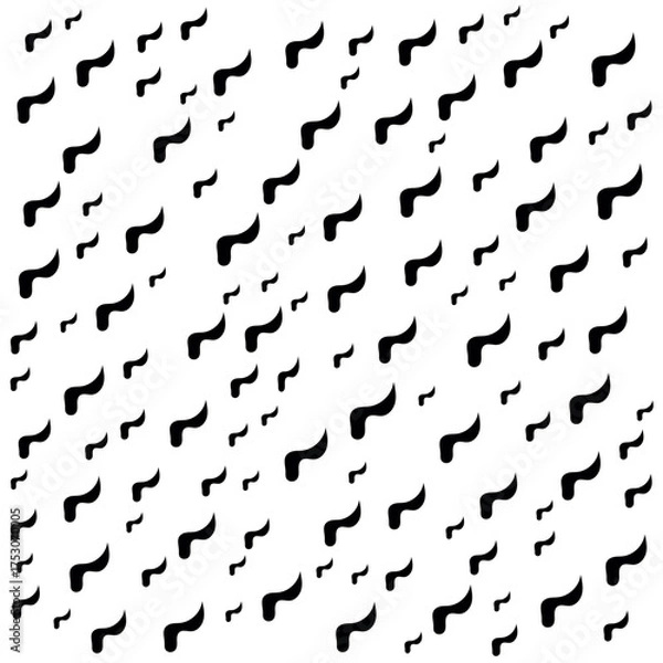 Obraz Abstract Black Curved Shapes Pattern on White Background vector illustration