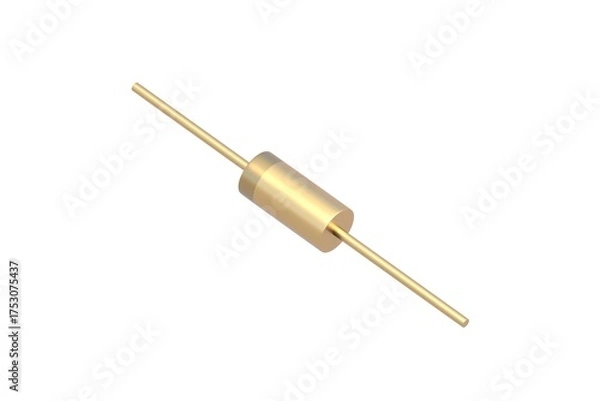 Obraz Golden silicon diode isolated on white background. Electronic component. 3d render