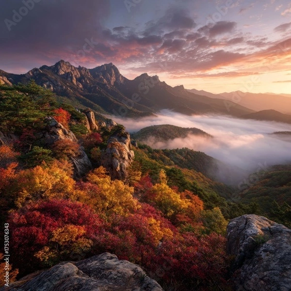 Obraz 단풍이 피어있는 산