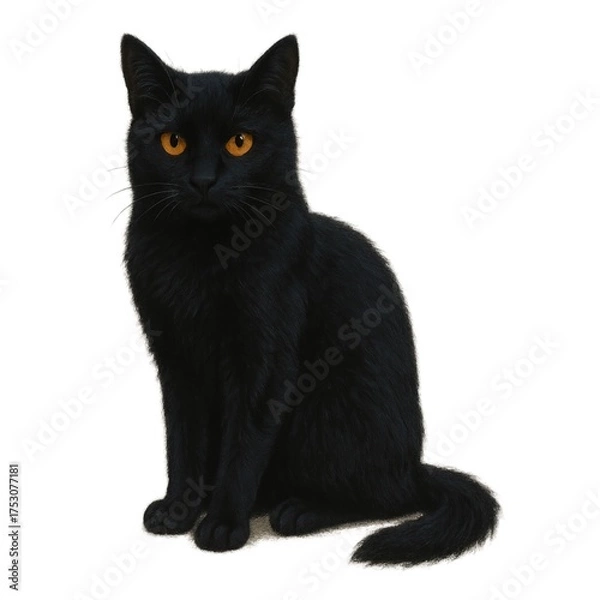 Fototapeta Black Cat Isolated