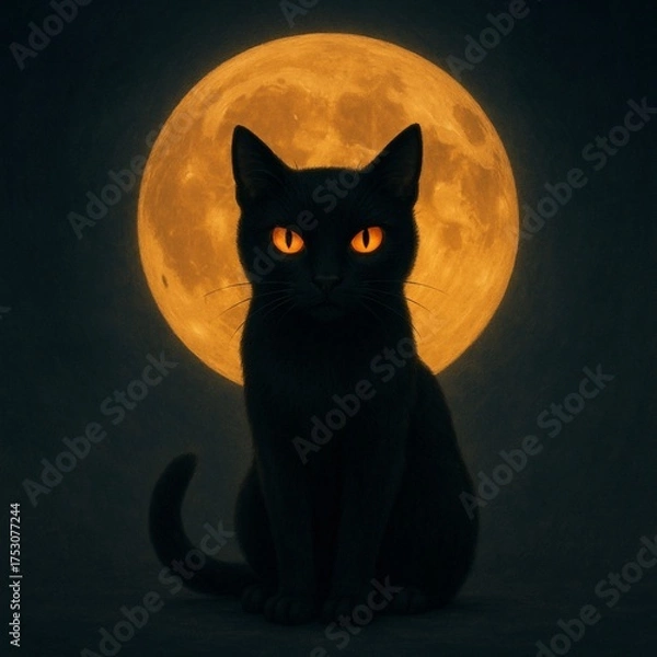 Obraz  Moonlit Black Cat