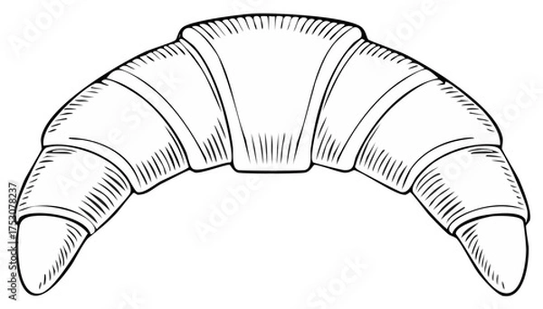 Obraz Hand drawn croissant in black and white line art illustration