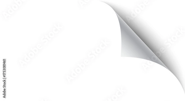 Obraz Curled Page Corner Effect with Gray Underside on Transparent Background

