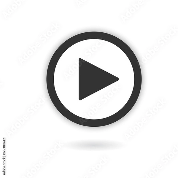 Fototapeta Play button with shadow on white background