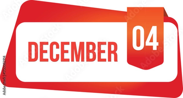 Obraz December 04 Daily Calendar date flat design red gradient rectangle style