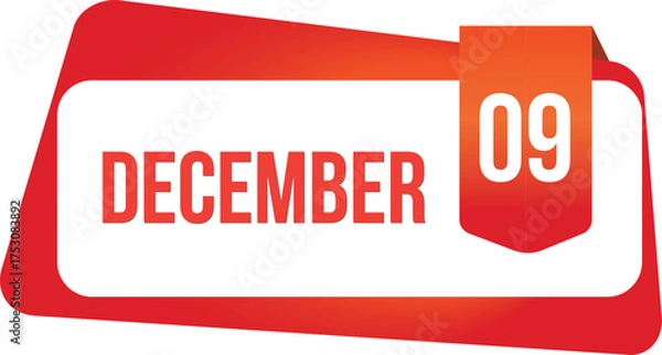 Obraz December 09 Daily Calendar date flat design red gradient rectangle style