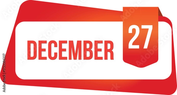 Obraz December 27 Daily Calendar date flat design red gradient rectangle style