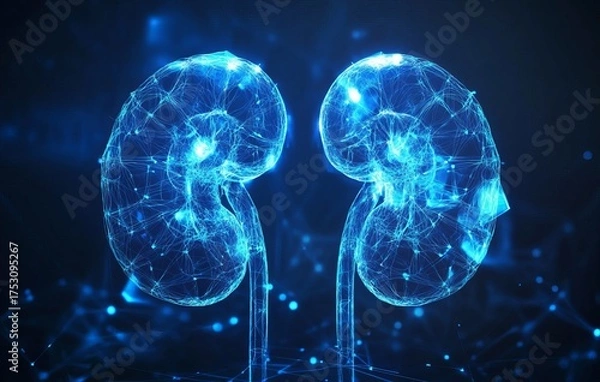 Fototapeta Digital kidneys,  glowing network