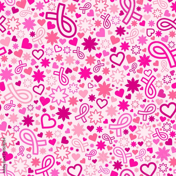 Obraz Breast Cancer awareness month seamless pattern