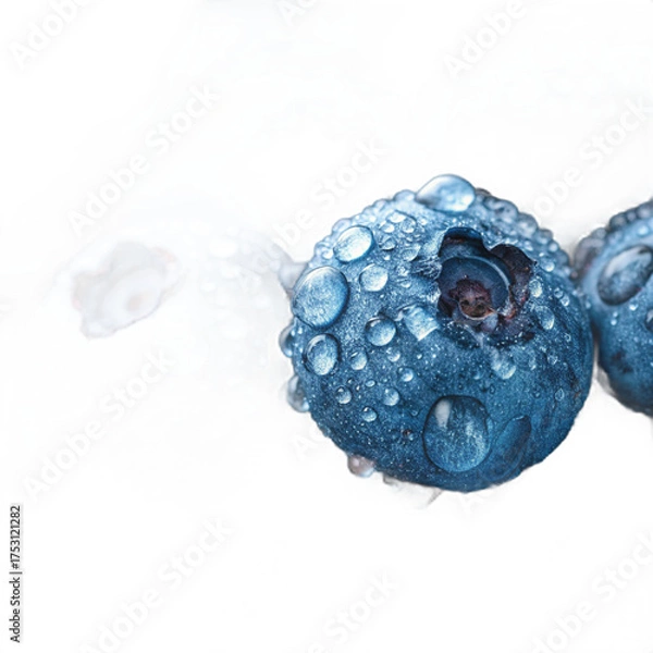 Fototapeta Fresh Blueberries with Water Droplets transparent background.
