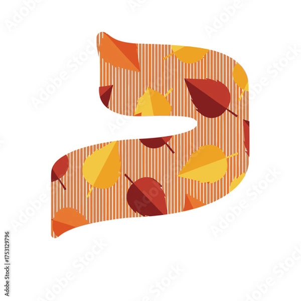 Fototapeta Autumnal Hebrew Letter Nun with Falling Leaves Pattern.