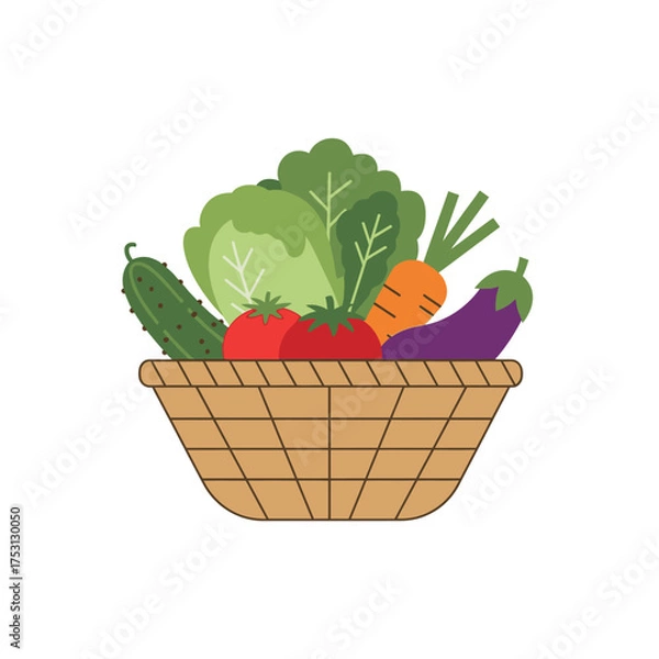 Fototapeta Basket of Fresh Vegetables - A Colorful and Healthy Harvest.