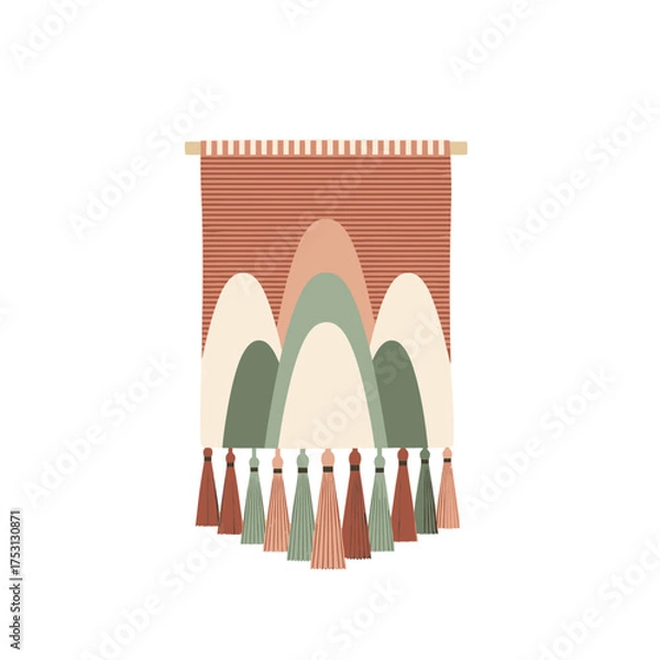 Fototapeta Boho Chic Wall Hanging with Arches and Tassels.