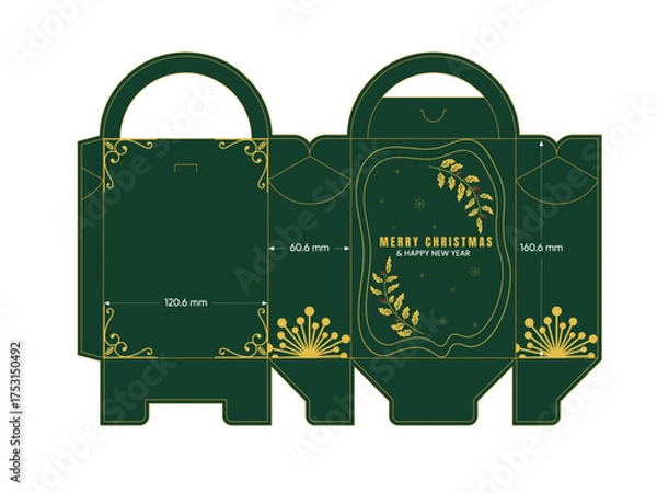 Fototapeta Decorative packaging gift box design mockup for New Year and Christmas events