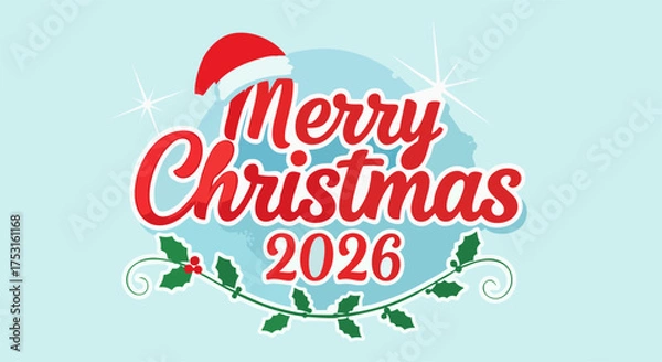 Obraz Handwritten Christmas 2026 Calligraphy Vector Design